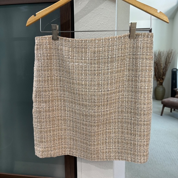 Willi Smith Mini Skirt - Cream/Tan Tweed Size 4 - Picture 1 of 8